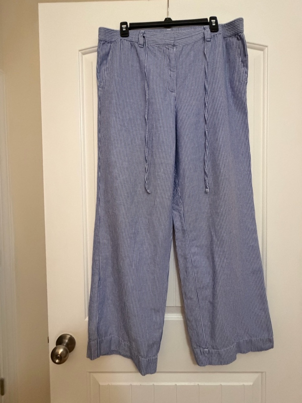 Talbots Blue and White Striped “The Easy Drawstring Pant” Sz 14